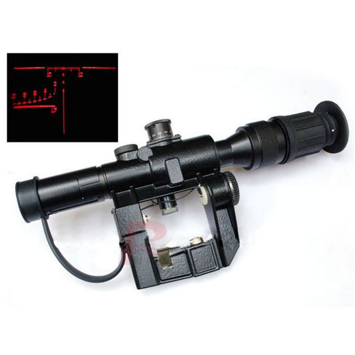 SVD Dragunov Tactical 4x26 Red Illuminated Rifle Scope Illuminated A