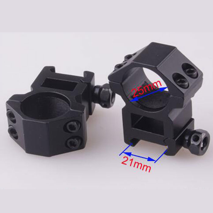 25.4mm High QD Scope Flashlight Ring Mount 2 Screw 21mm RIS Rails