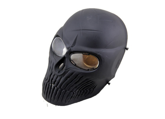 Skull Camouflage Wargame Paintball Airsoft CS Full Face Mask Black - Click Image to Close