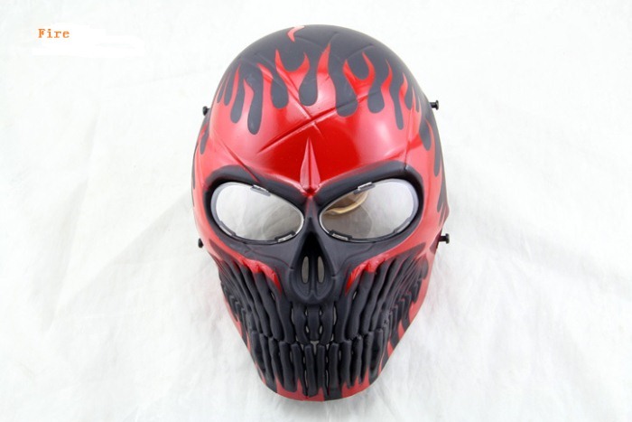 Skull Camouflage Wargame Paintball Airsoft CS Full Face Mask Red