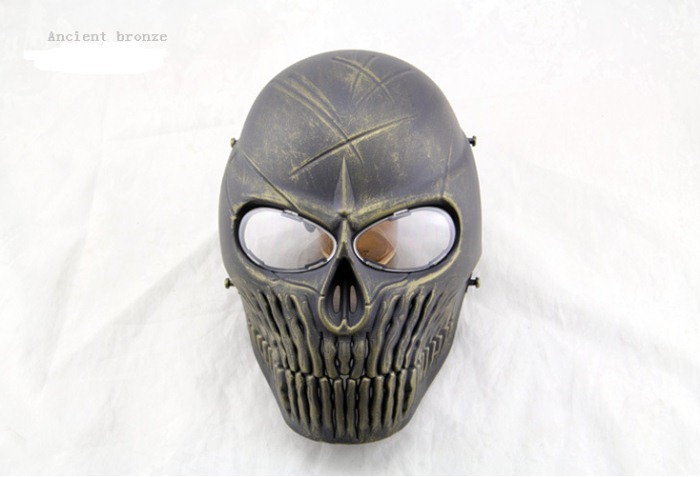 Skull Camouflage Wargame Paintball Airsoft CS Full Face Mask Bronze