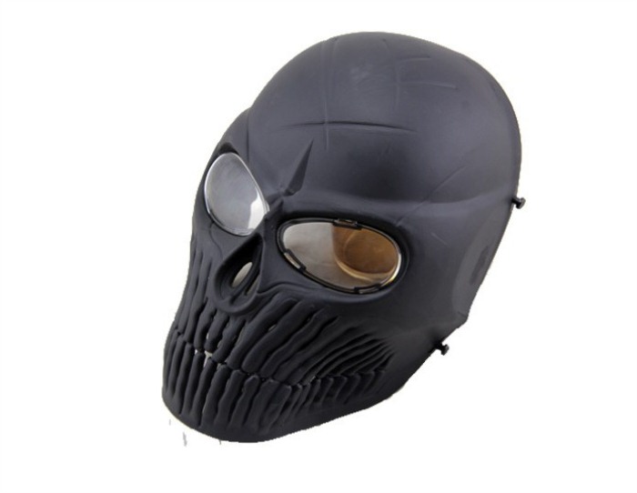 Airsoft CS Skull Camouflage Wargame Paintball Full Face Mask Black - Click Image to Close