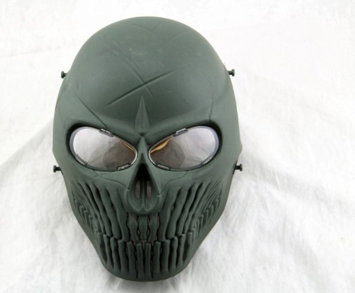 Airsoft CS Skull Camouflage Wargame Paintball Full Face Mask Green