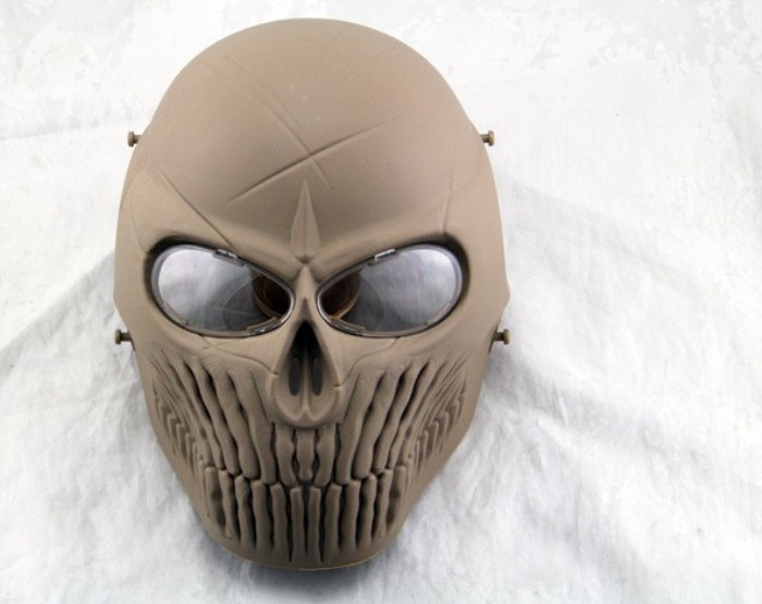 Airsoft CS Skull Camouflage Wargame Paintball Full Face Mask Tan