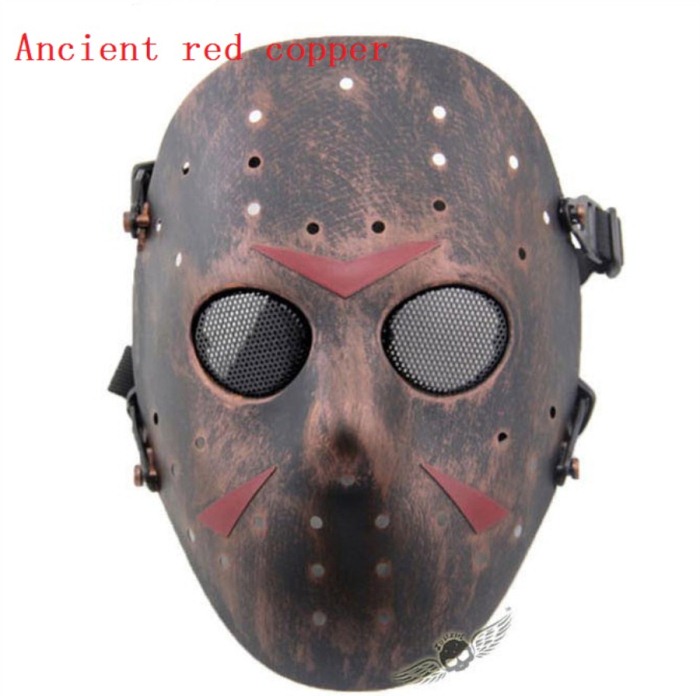 Paintball Airsoft Tactical Jungle Full Face Mask Red Bronze