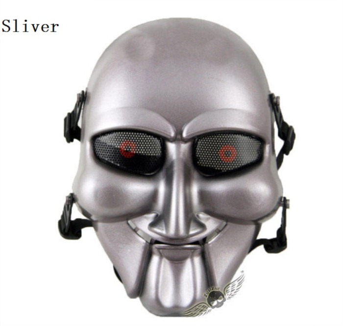 Chainsaw Killer Movie Tactical Paintball Full Face Mask Sliver - Click Image to Close