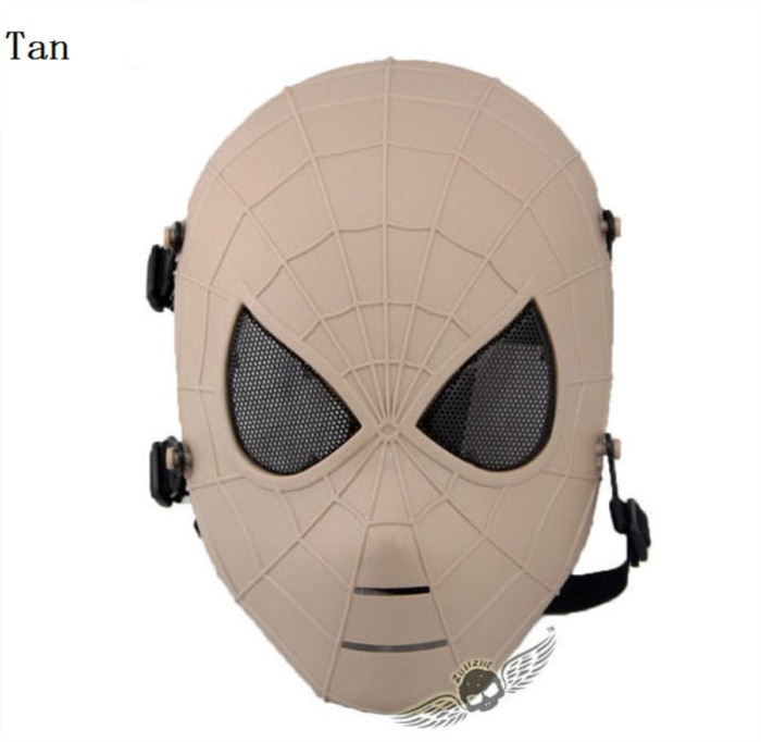 Tactical Military Army Paintball Skull Full Spider Mask Tan - Click Image to Close