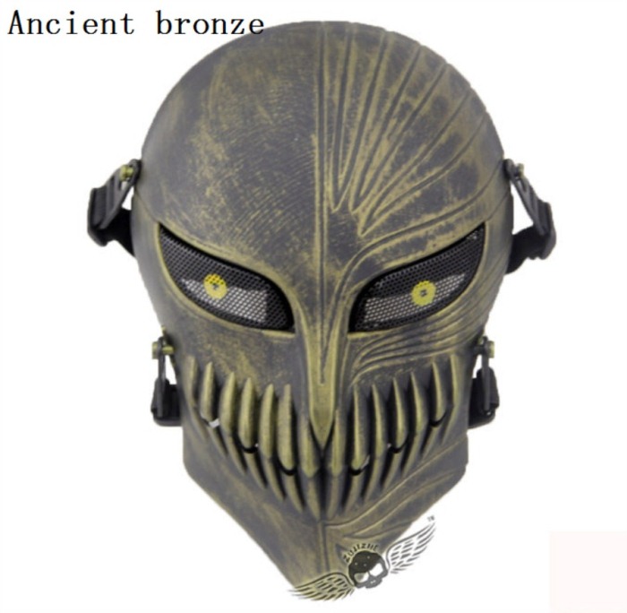 Tactical Military Army Paintball Skull Full Hunting Mask Bronze - Click Image to Close