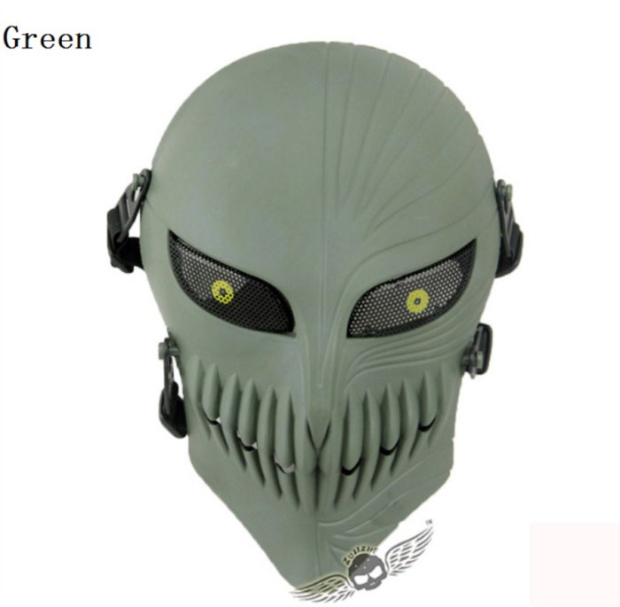 Tactical Military Army Paintball Skull Full Hunting Mask Green