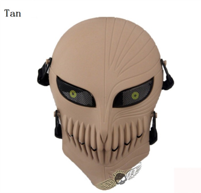 Tactical Military Army Paintball Skull Full Hunting Mask Tan - Click Image to Close