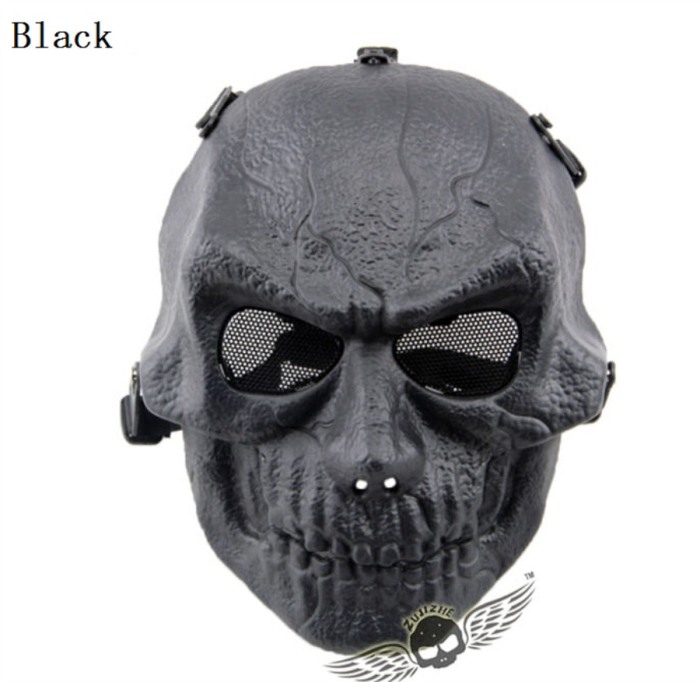 Army Paintball Skull Full Hunting Tactical Military Mask Black - Click Image to Close