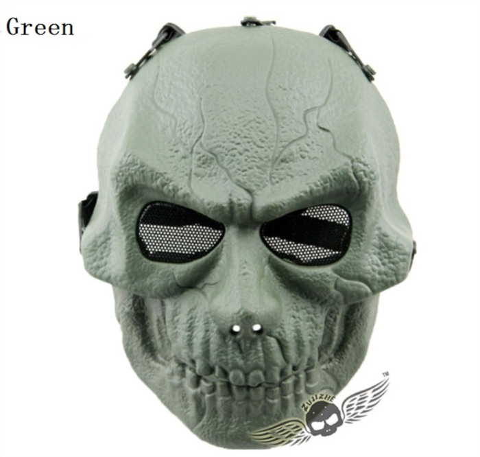 Army Paintball Skull Full Hunting Tactical Military Mask Green - Click Image to Close