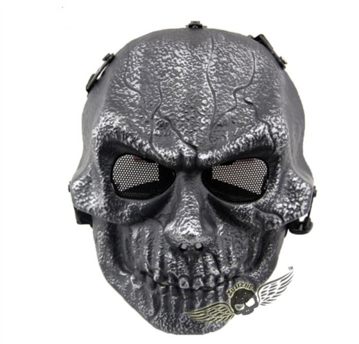 Army Paintball Skull Full Hunting Tactical Military Mask Sliver - Click Image to Close