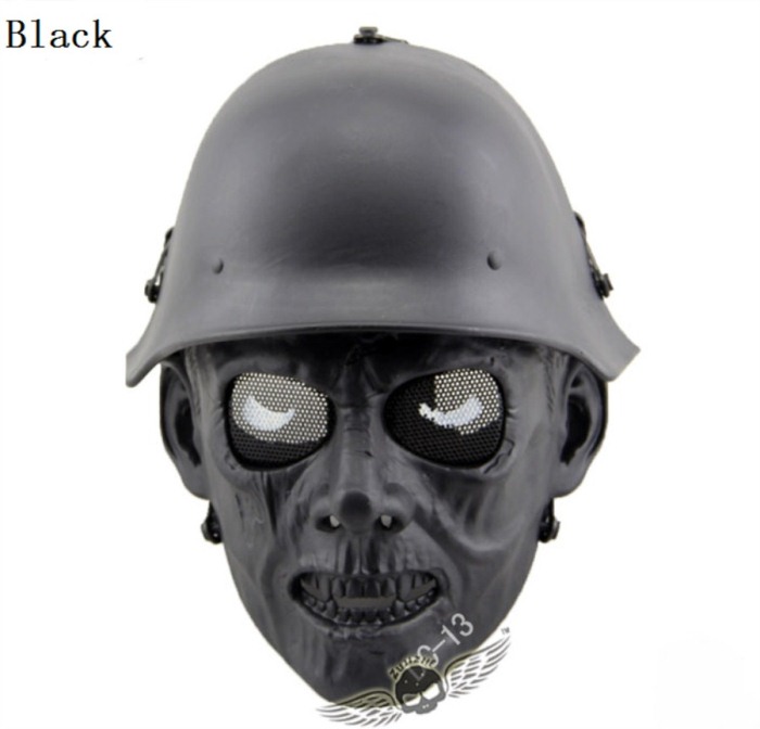 Skull Tactical Military Paintball Airsoft Full Face Masks Black - Click Image to Close