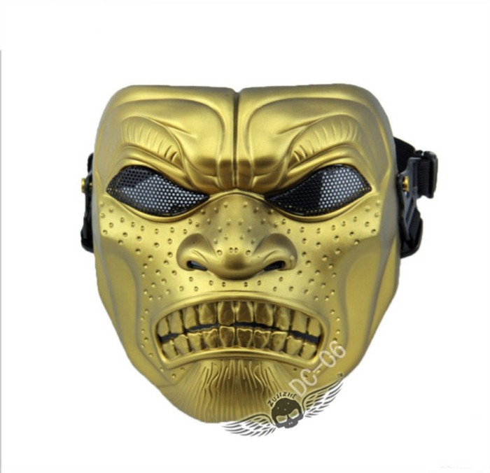 TacticalSkull Military Paintball Airsoft Full Face Masks Gold - Click Image to Close