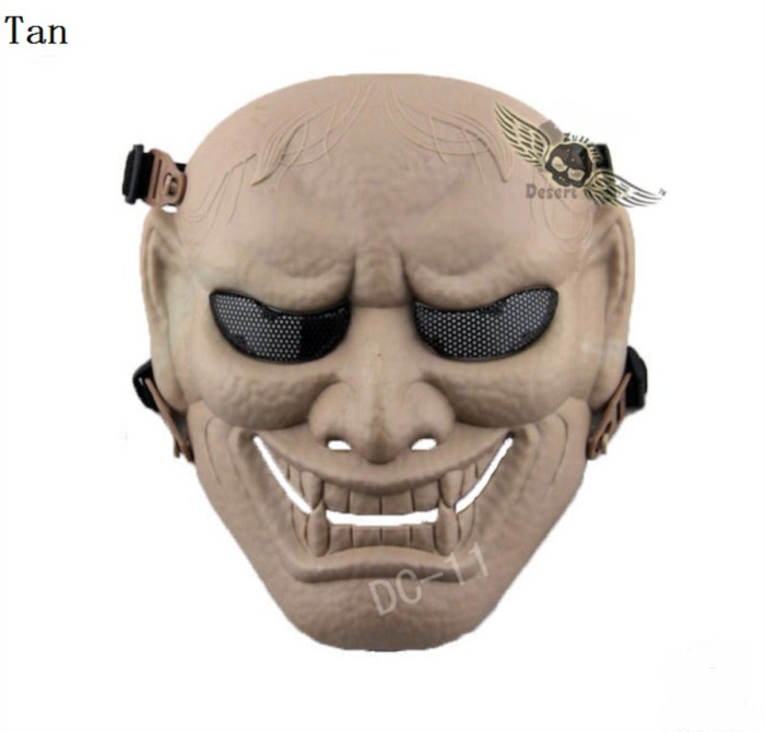 Military Paintball Tactical Skull Airsoft Full Face Masks Tan - Click Image to Close