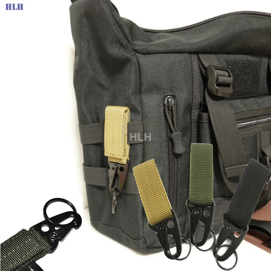 Outdoor Military Hiking Belt Tactical Molle Key Chain Tan