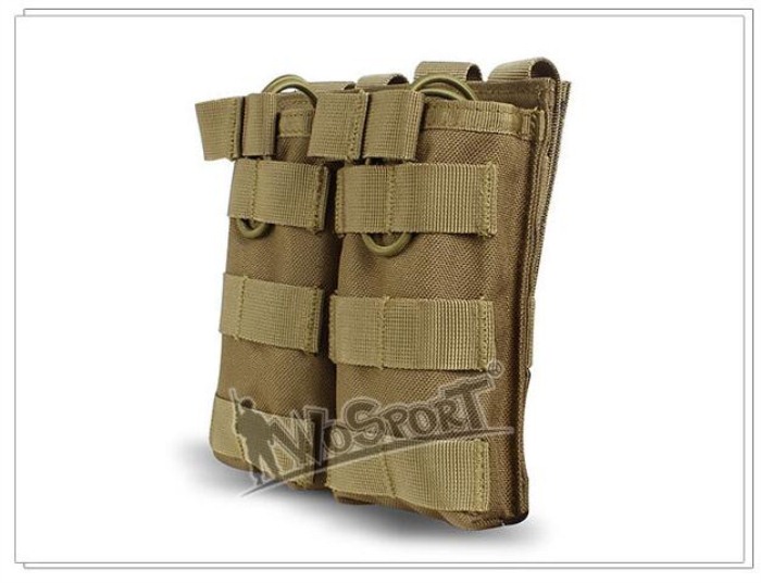 Tactical MOLLE Double Open Top Mag Pouch M4/M16 Magazine Pouch DE - Click Image to Close