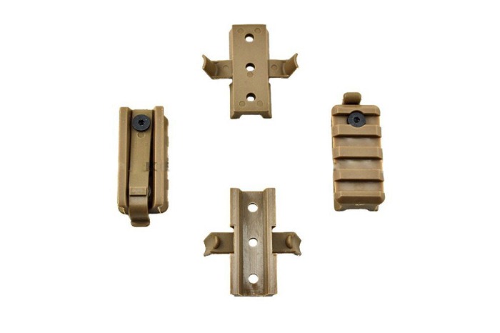 High Quality Plastic Mount Set For OPS Helmet Rail Tan - Click Image to Close