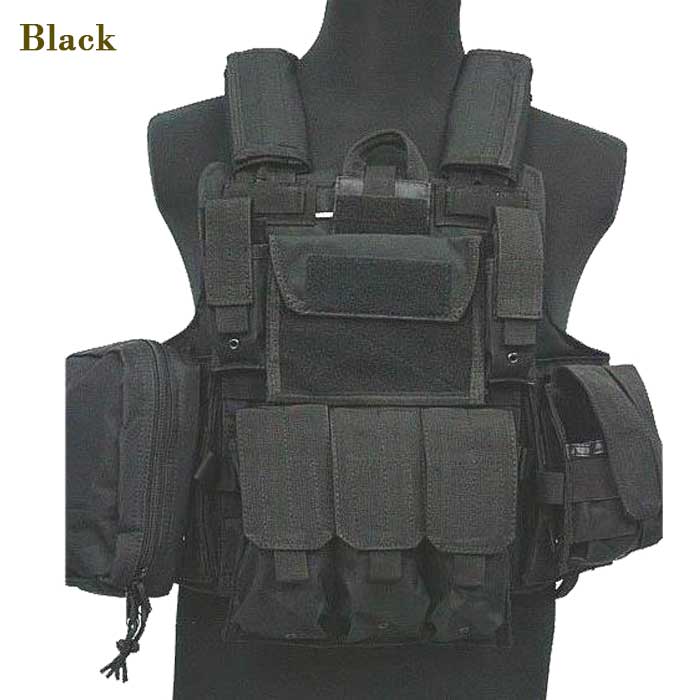 1000D Large Tactical MOLLE Vest Black Perfect for Airsoft - Click Image to Close