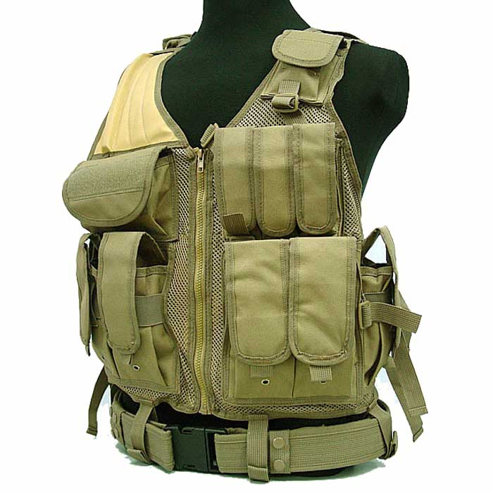 Molle Tactical Vest Military Combat Magazine Pouch Police Vest TAN - Click Image to Close