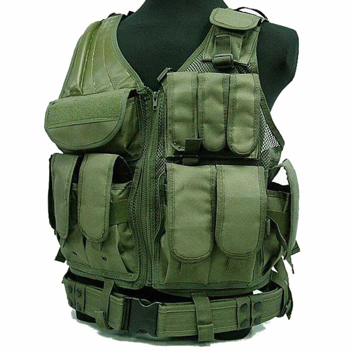 Molle Tactical Vest Airsoft Hunting Combat Police Army Vest OD - Click Image to Close