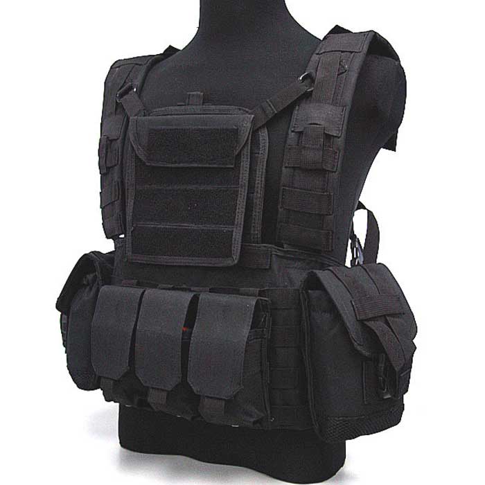 Military Tactical Molle Vest with Hydration Water Reservoir Black - Click Image to Close