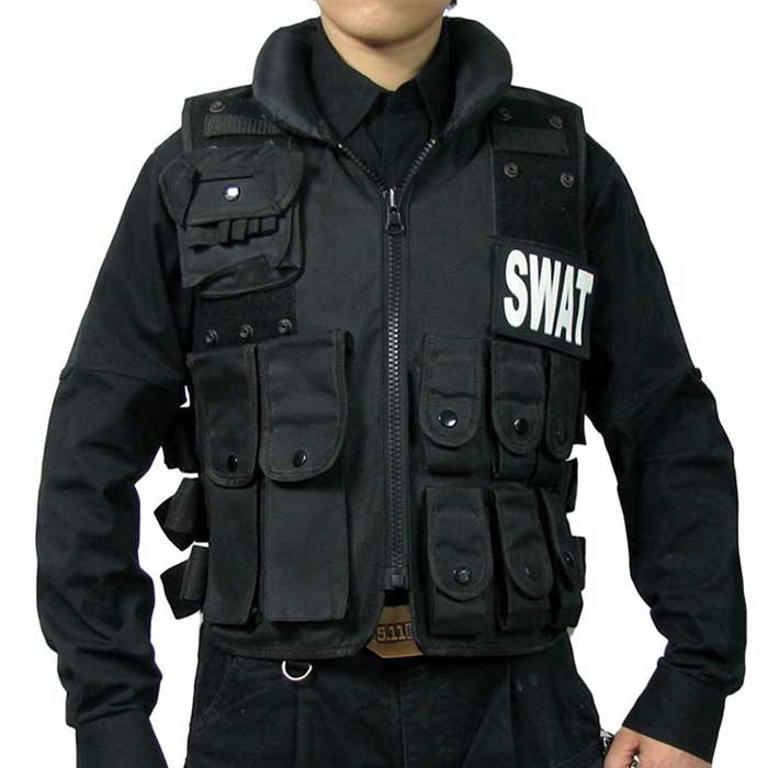 SWAT Velcro Tactical Vest ASSAULT Military Police Hunting Vest Black