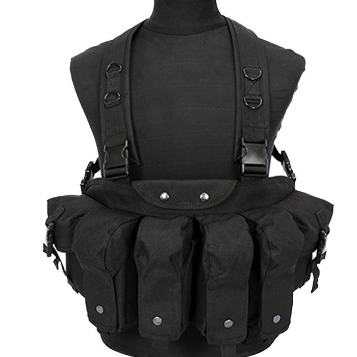 Tactical Chest Rig Vest Double AK Mag Pouches Assault Combat Vest BK - Click Image to Close