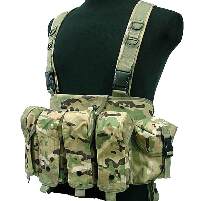 Tactical Chest Rig Vest Double AK Mag Pouches Assault Combat Vest CP - Click Image to Close