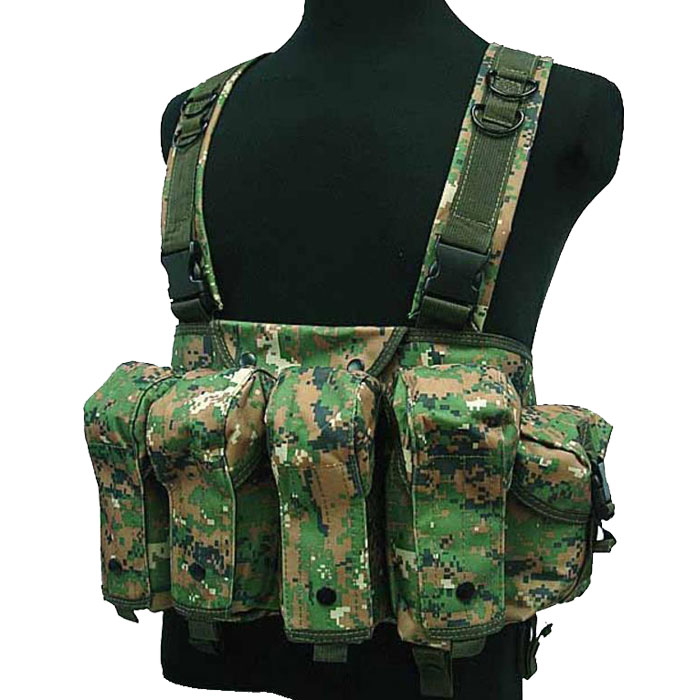 Tactical Chest Rig Vest Double AK Mag Pouches Assault Combat Vest DC