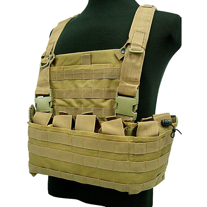 Tactical Module Vest w Water Bag Pouch Military Combat Molle Vest DE - Click Image to Close