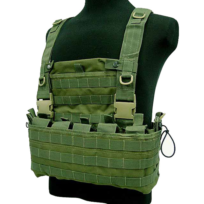 Tactical Module Vest Military Combat Molle Vest w Water Bag Pouch OD - Click Image to Close