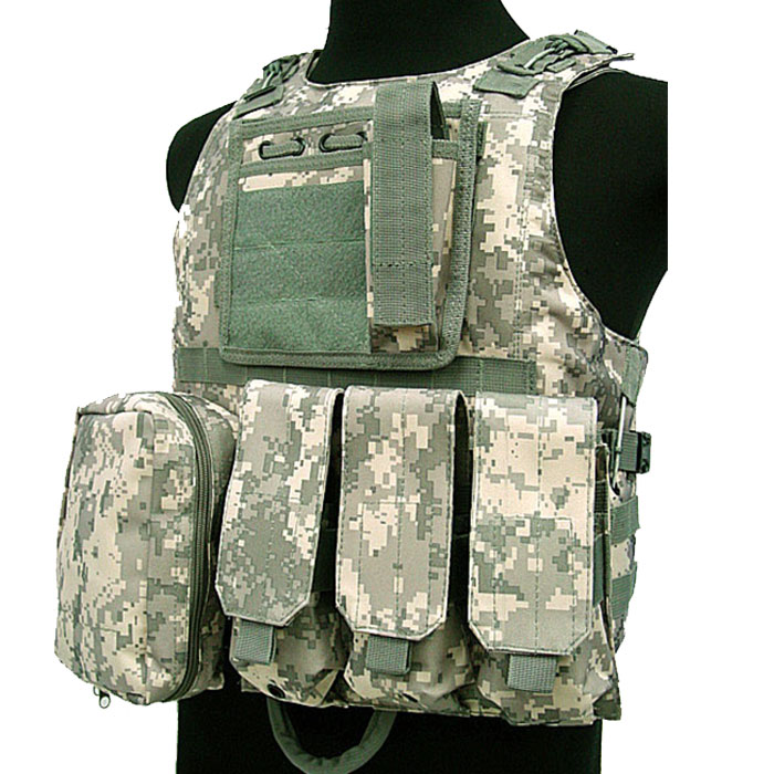 Military Vest Tactical Assault Vest Molle Combat Amphibious w Mag AC