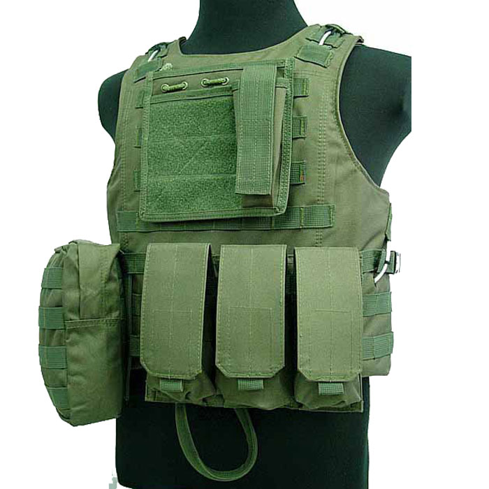 Military Vest Tactical Assault Vest Molle Combat Amphibious w Mag OD - Click Image to Close